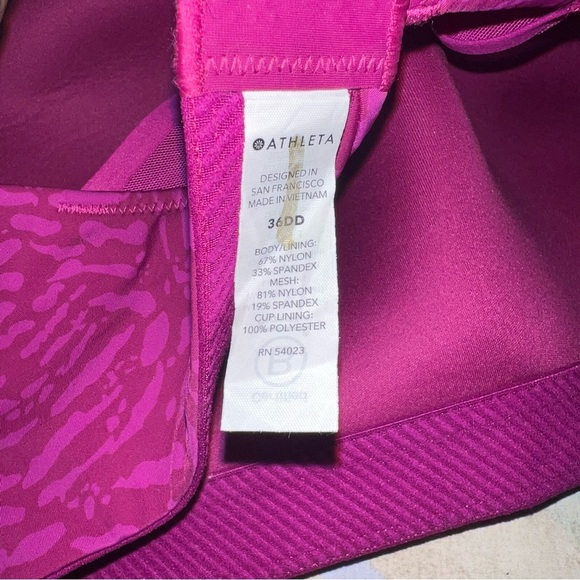 Athleta High Impact Advance Printed Sports Bra Size 36DD Racerback Fuchsia Pink - Picture 4 of 4